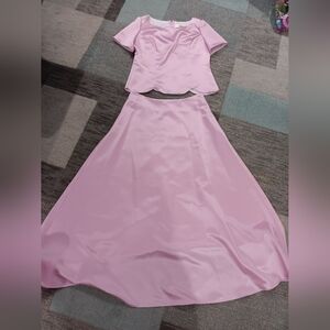 Elegant Light Pink Skirt Set